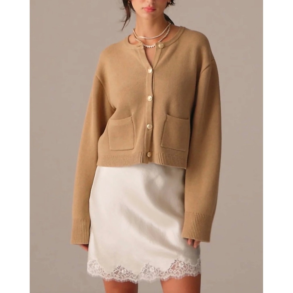 🐪. J CREW Emilie Cardigan in Warm Camel